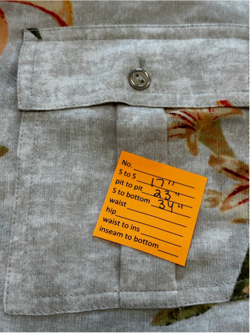 Women's Chico's Floral Button Down Shirt, Size M, Beige and Orange - Picture 7 of 7